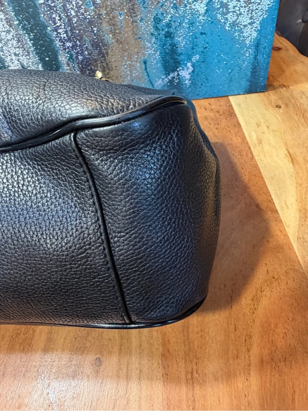 Tory Burch Classic Jaden Horsebit Black Pebbled Leather Satchel